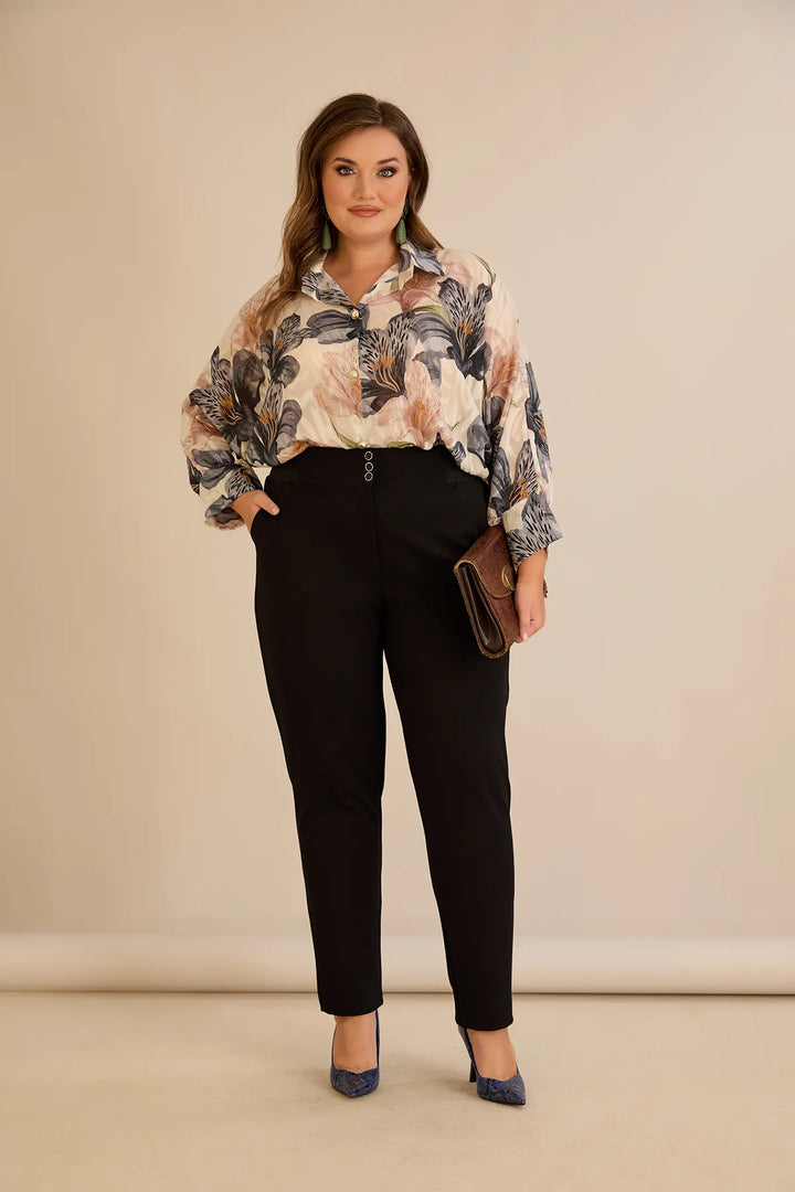 Pamučne hlače klasičnog kroja u crnoj boji