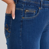 Traperice s proširenjem od koljena i elastičnim strukom – Bootcut plave