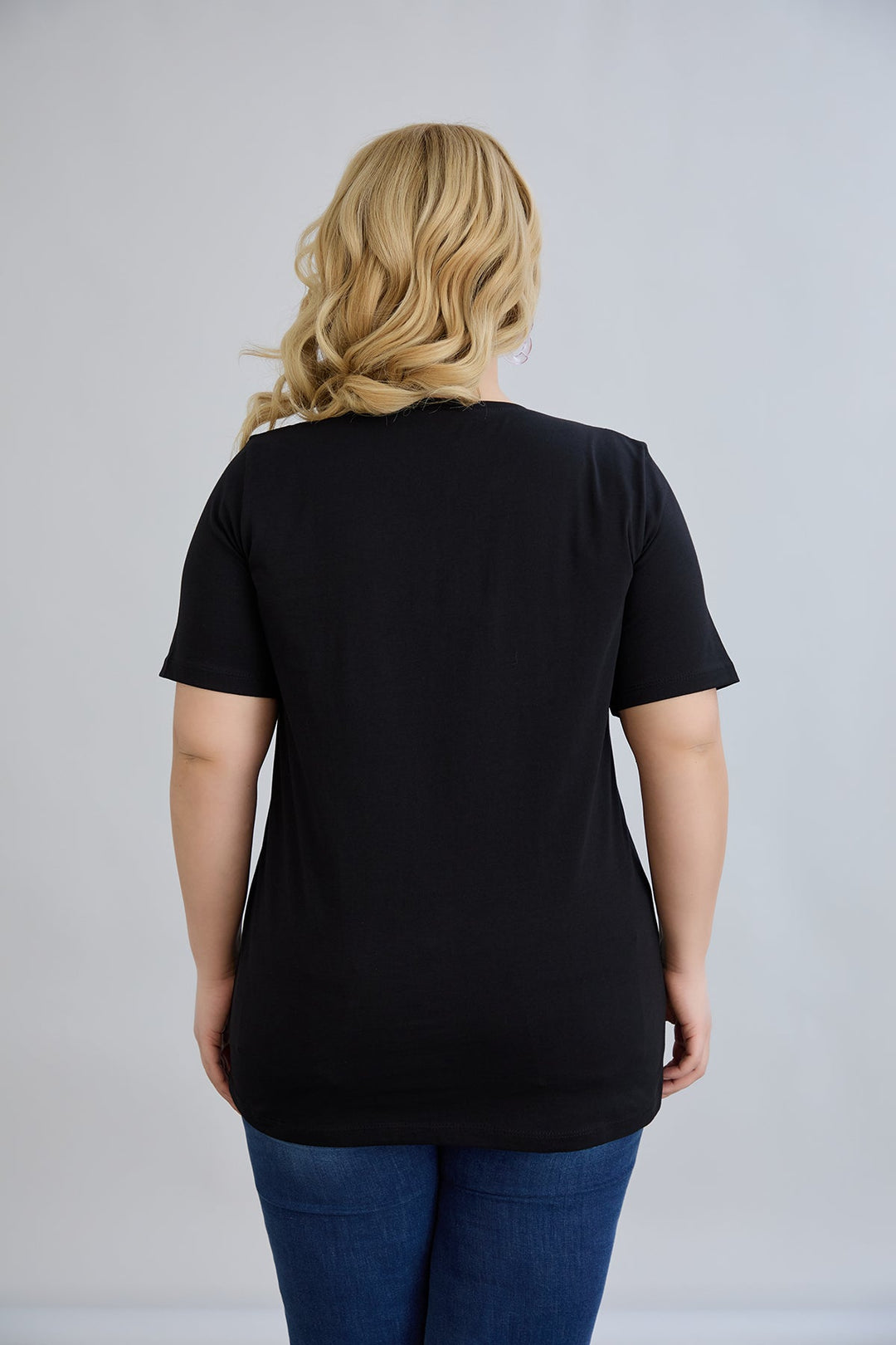 Pamučna majica s kamenčićima Cherry - Crna