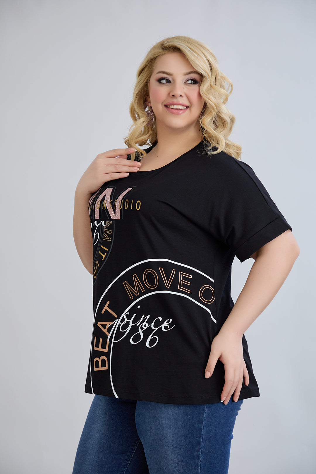 Pamučna majica s printom 1986 - Crna