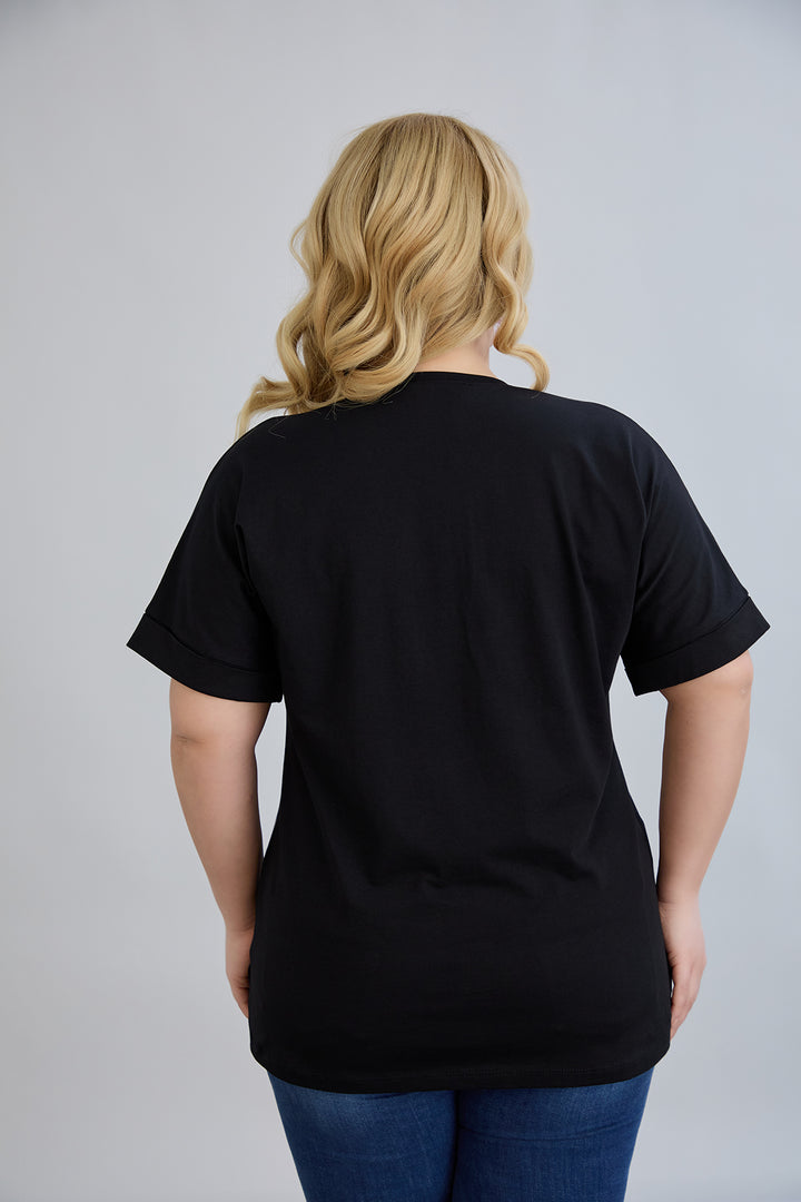 Pamučna majica s printom 1986 - Crna