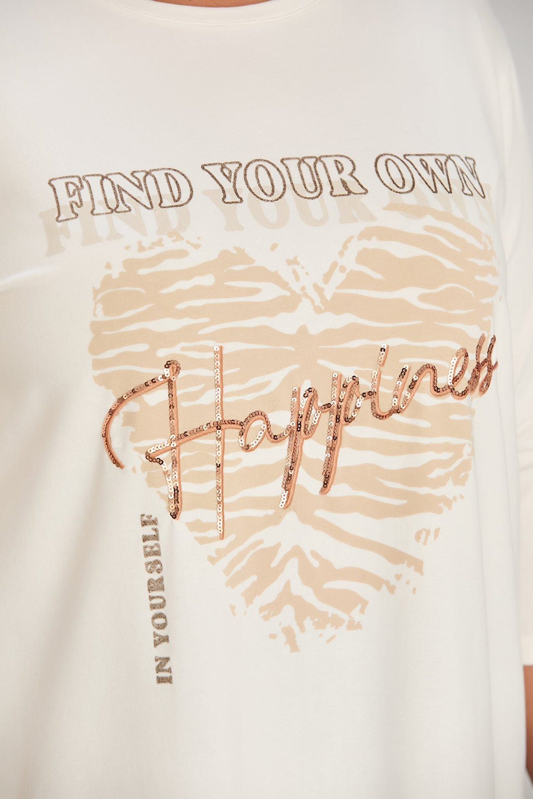 Pamučna tunika u većim veličinama s printom – Happiness – Ecru