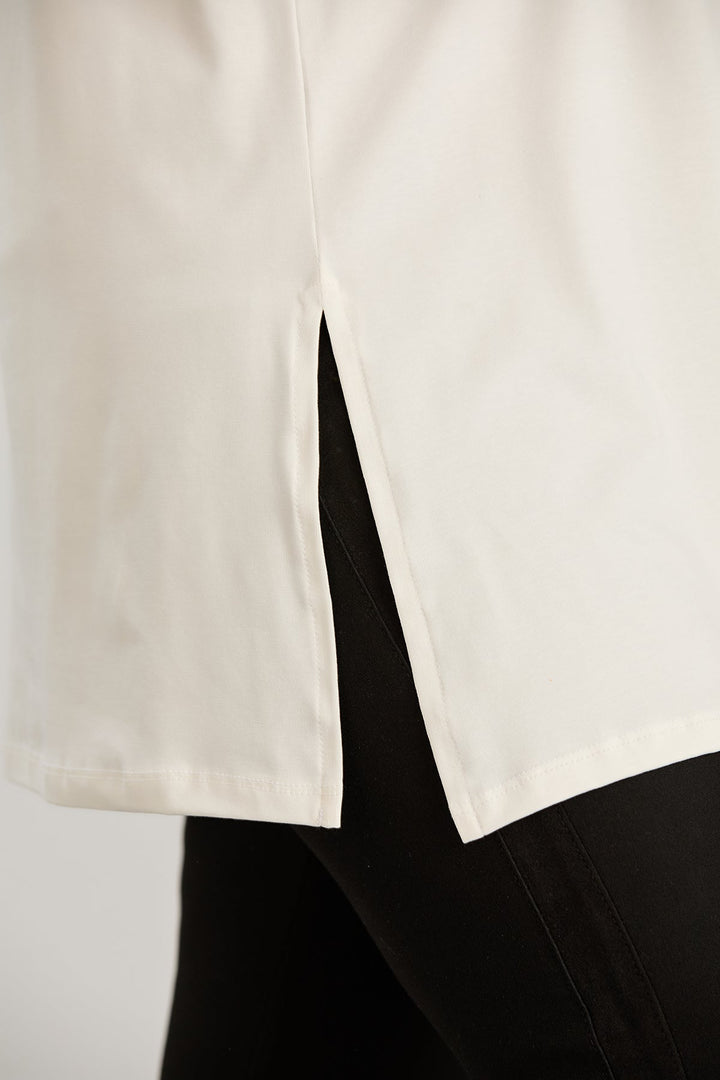 Pamučna tunika u većim veličinama s printom – Happiness – Ecru