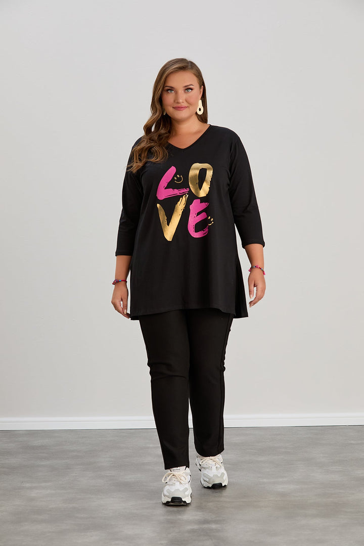Impresivna pamučna tunika s printom LOVE