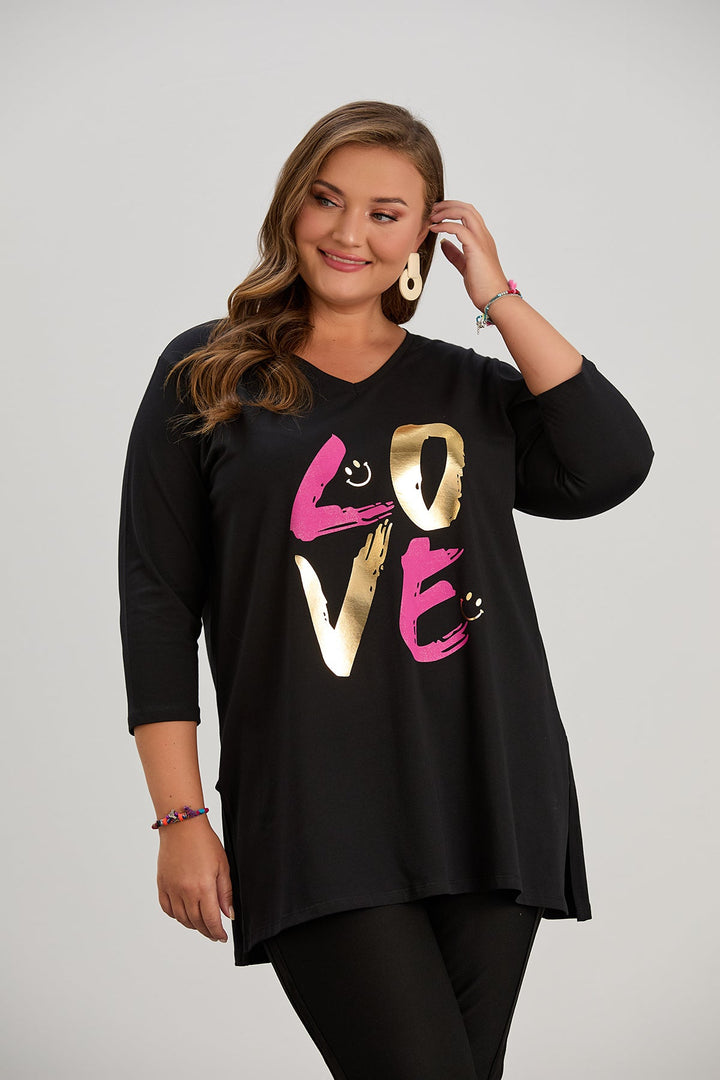 Impresivna pamučna tunika s printom LOVE