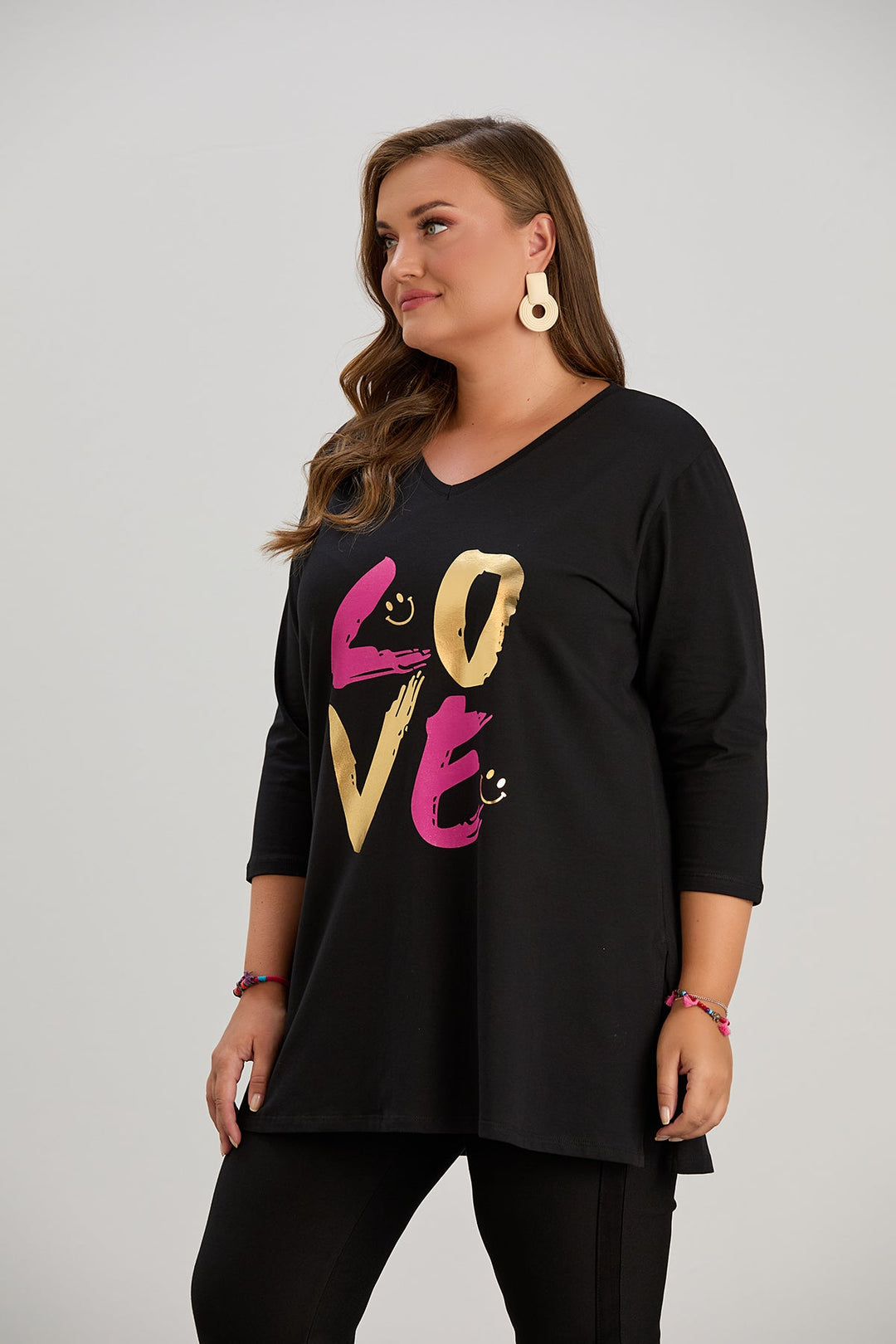 Impresivna pamučna tunika s printom LOVE