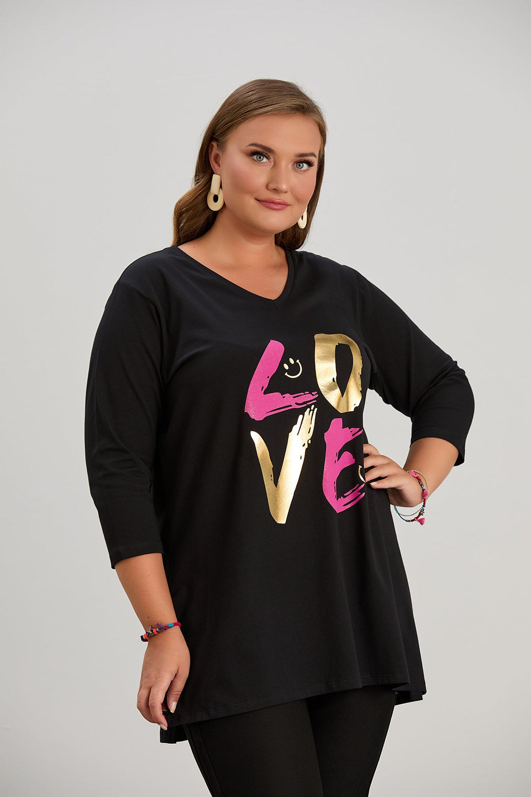 Impresivna pamučna tunika s printom LOVE