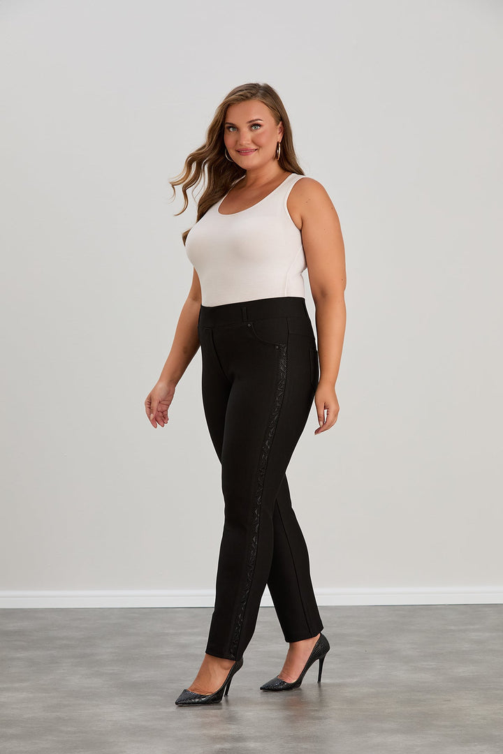 Zimske stezne hlače s trakama od kamenčića za punije žene