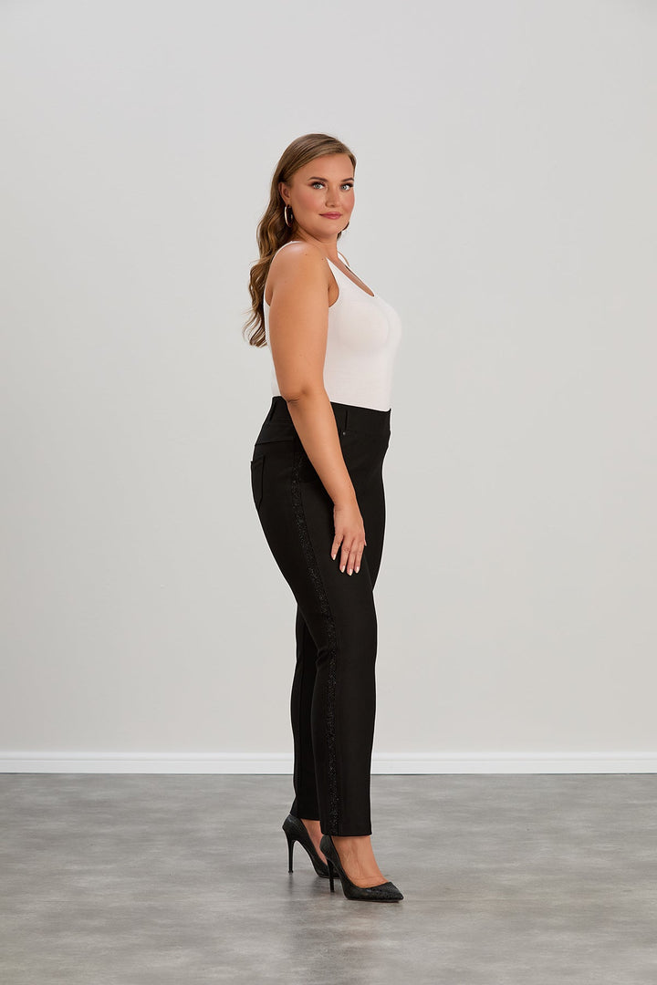 Zimske stezne hlače s trakama od kamenčića za punije žene