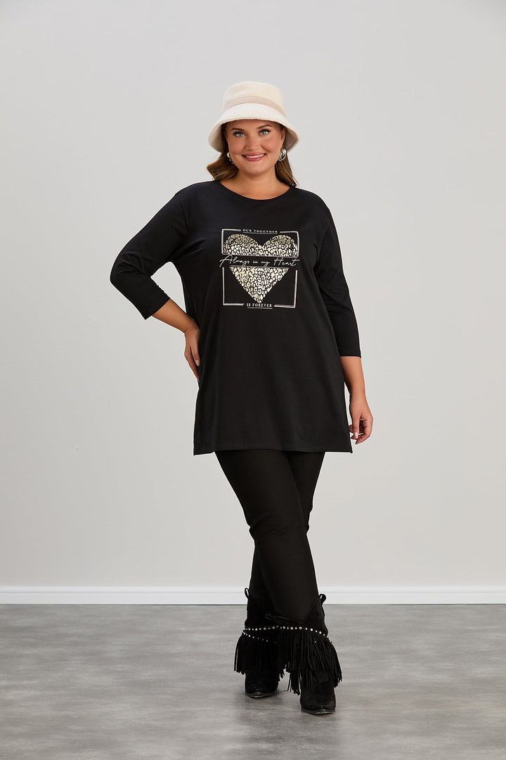 Pamučna tunika s printom "Always in my Heart" za punije žene