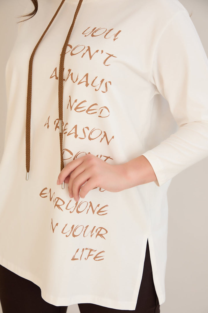 Pamučna tunika s asimetričnim natpisom i vezicama