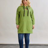 Dugo hoodie s otvorom na dekolteu - Zelena