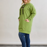 Dugo hoodie s otvorom na dekolteu - Zelena