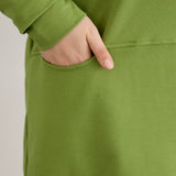 Dugo hoodie s otvorom na dekolteu - Zelena
