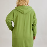 Dugo hoodie s otvorom na dekolteu - Zelena