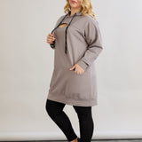 Dugo hoodie s izrezom na dekolteu - mliječno siva