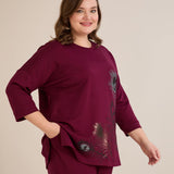 Proljetna bluza s printom – Bordo