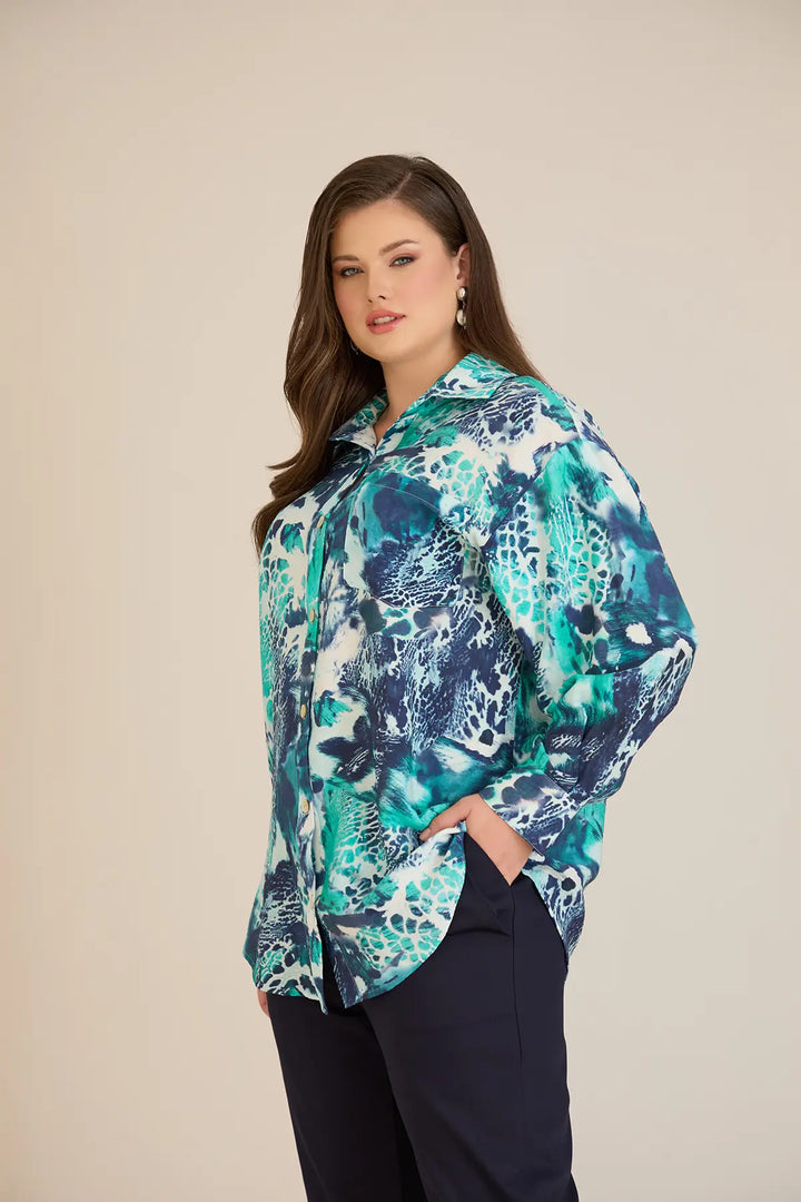 Elegantna košulja od fine viskoze u tirkiznoj boji