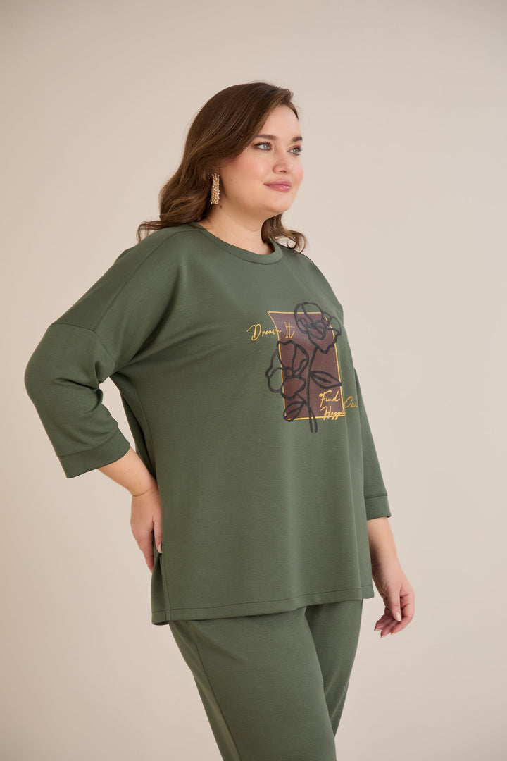 Proljetna bluza s printom – Maslinasta