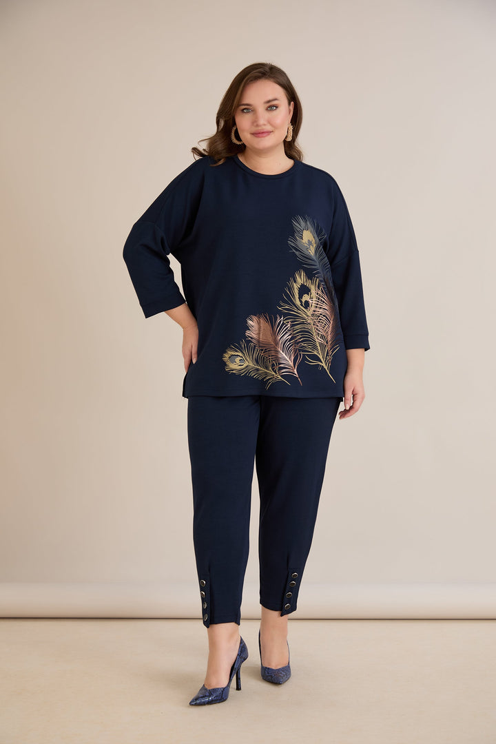 Proljetna bluza s printom – Tamno plava