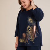 Proljetna bluza s printom – Tamno plava
