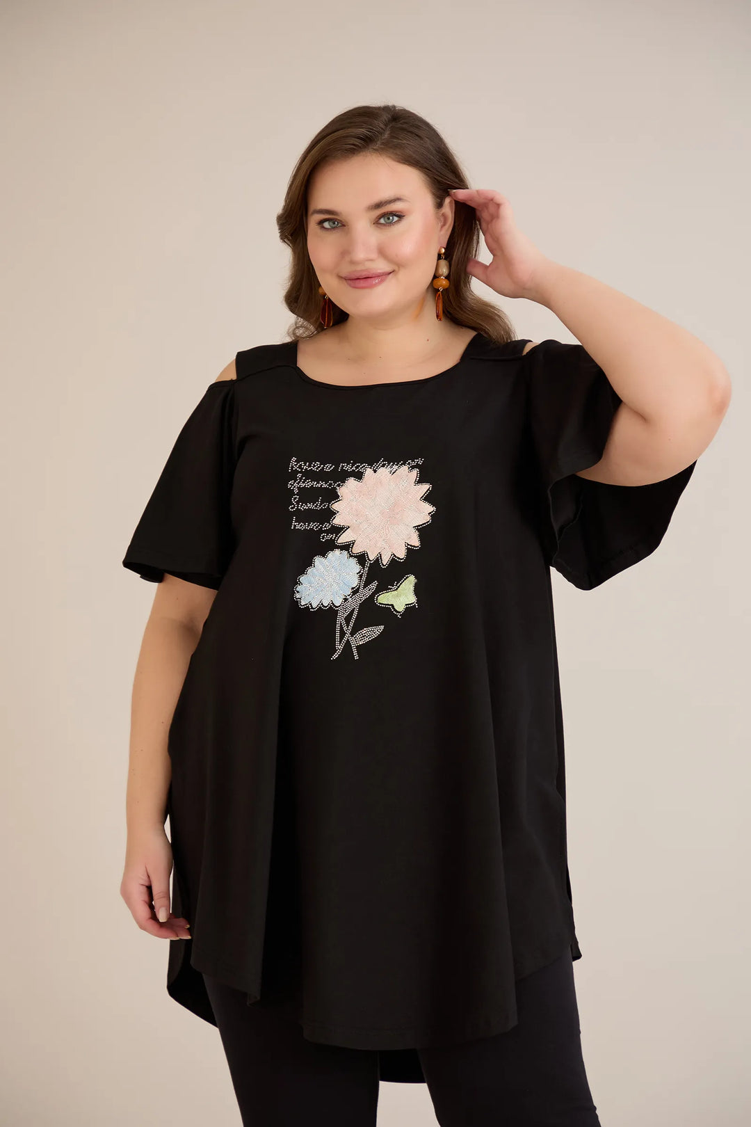 Ljetna pamučna tunika s printom sa cvjetnim printom