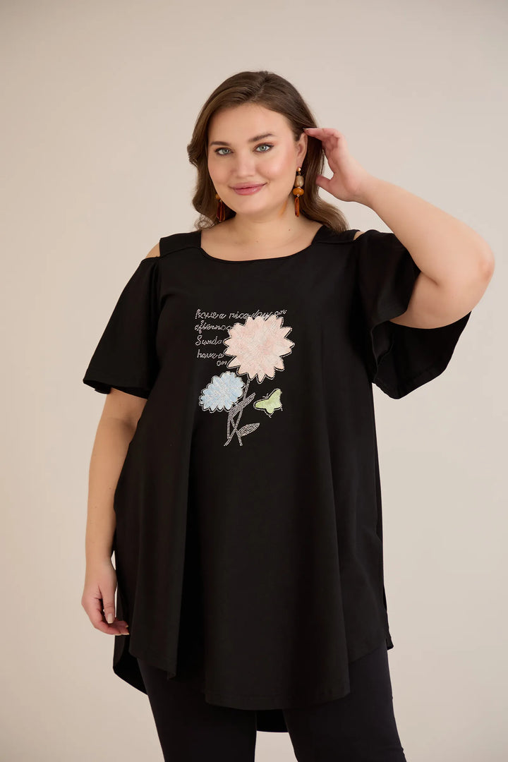 Ljetna pamučna tunika s printom sa cvjetnim printom