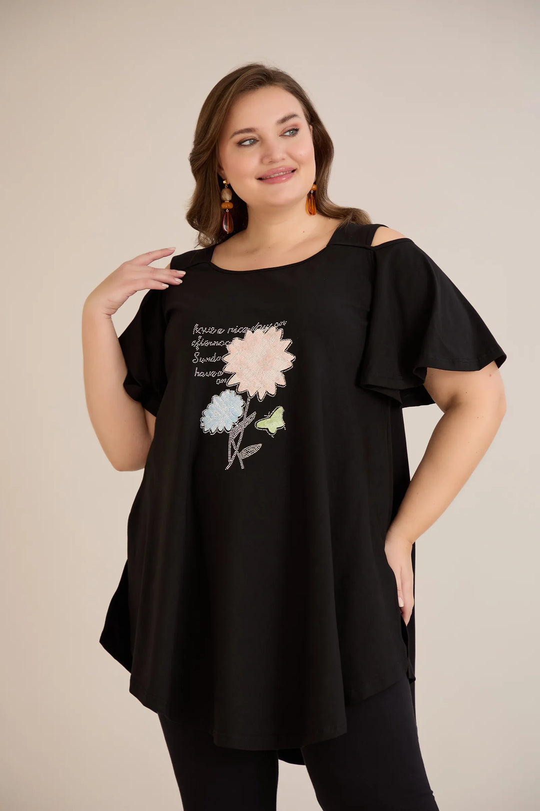 Ljetna pamučna tunika s printom sa cvjetnim printom