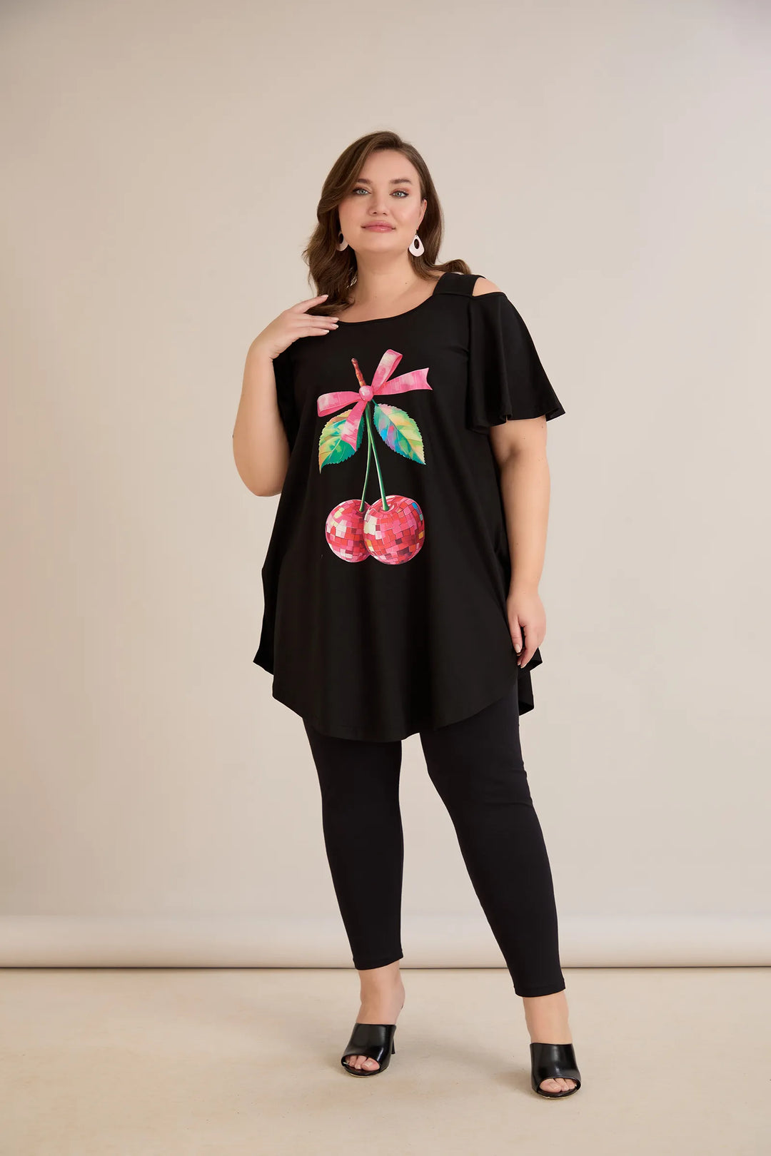 Ljetna pamučna tunika s printom sa cvjetnim printom - cherry