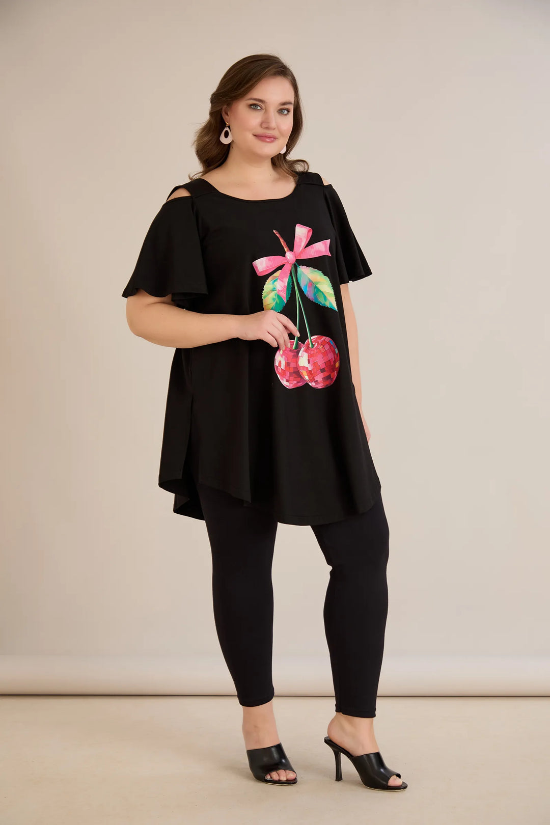 Ljetna pamučna tunika s printom sa cvjetnim printom - cherry