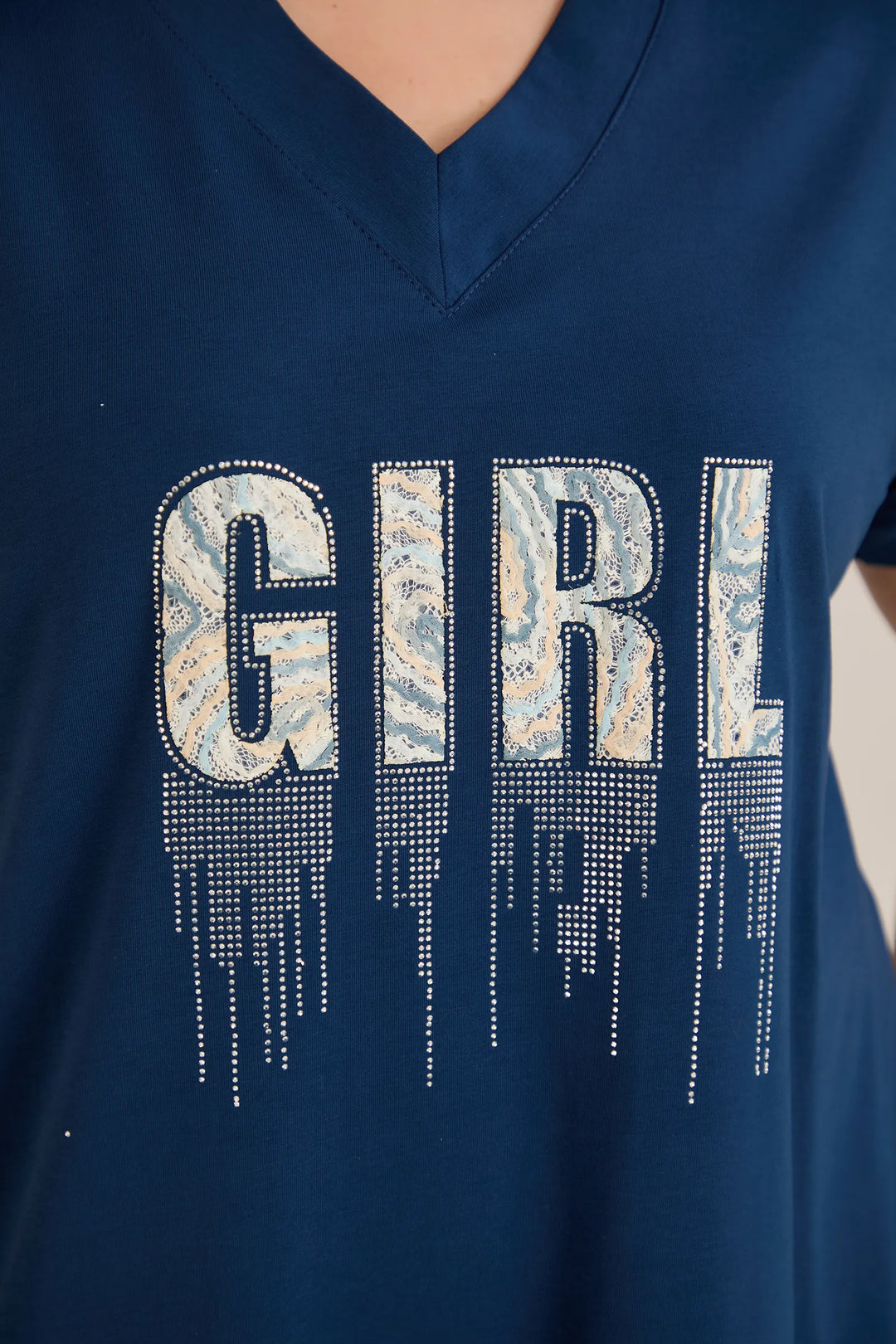 Pamučna tunika s V-izrezom i printom u plavoj boji