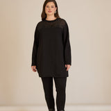 Pamučna bluza s til detaljem u crnoj boji