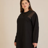 Pamučna bluza s til detaljem u crnoj boji