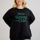 Pamučna bluza s natpisom - Slow morning - Zelena
