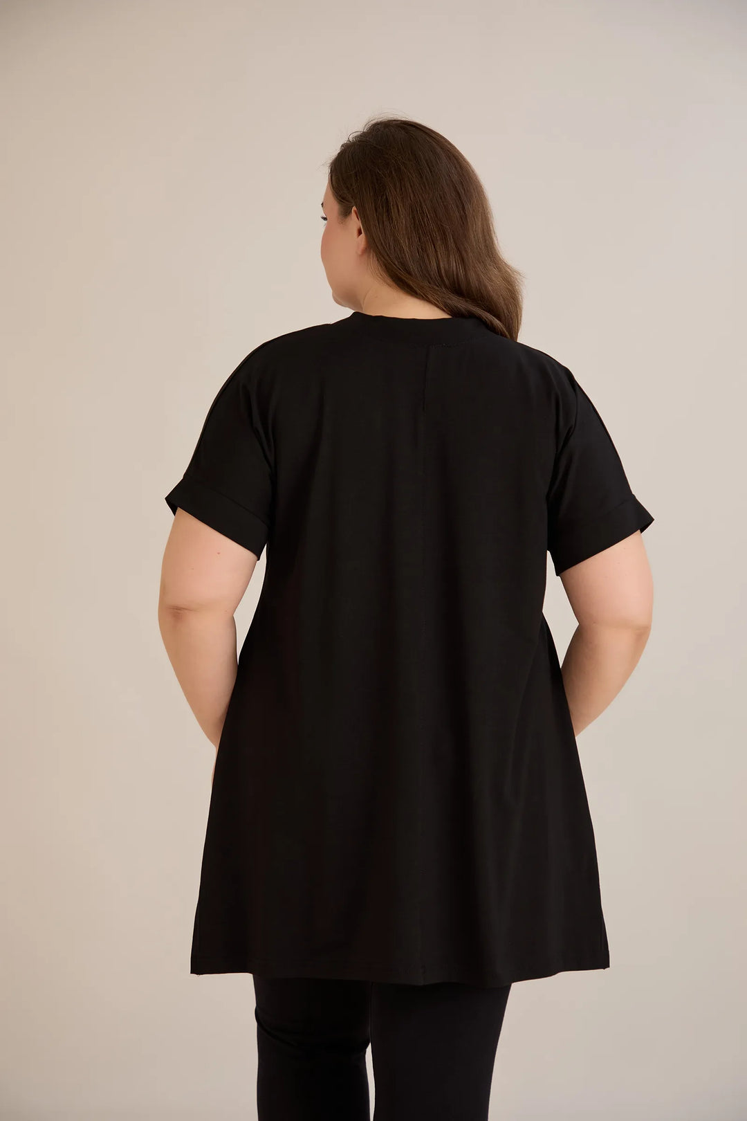 Pamučna tunika s V-izrezom i printom u ljubičastoj boji