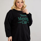 Pamučna bluza s natpisom - Slow morning - Zelena