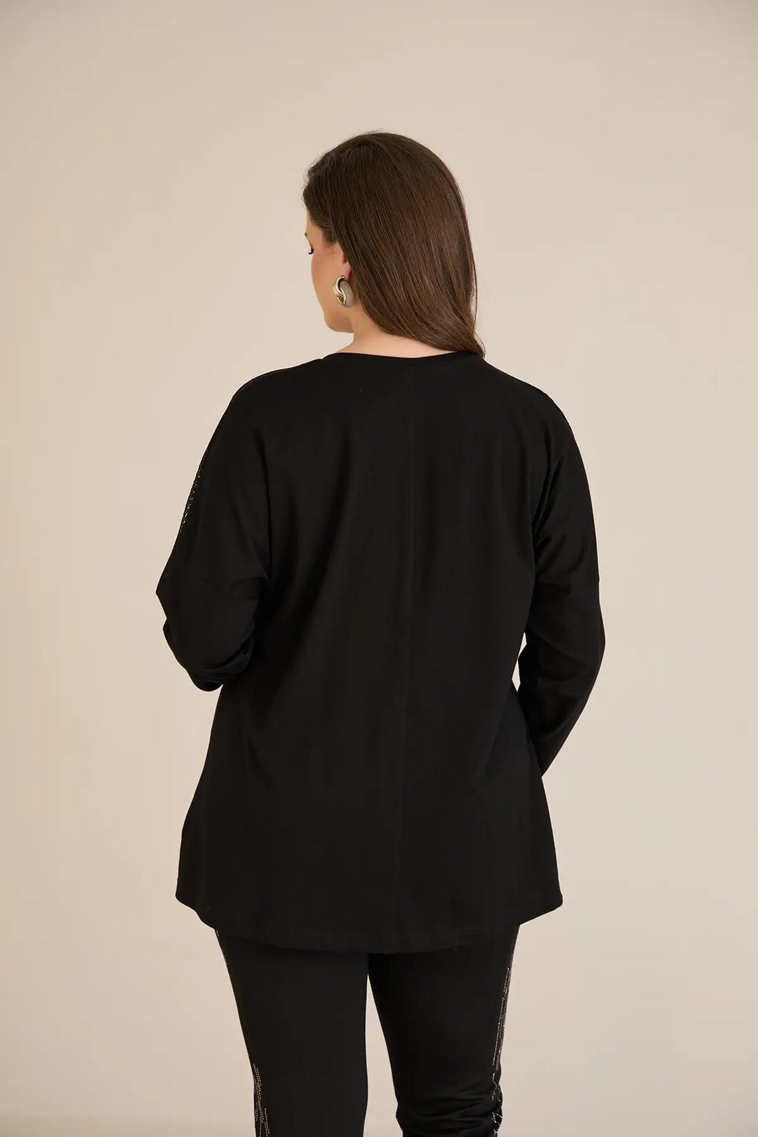 Pamučna bluza s V-izrezom i mrežom na ramenima