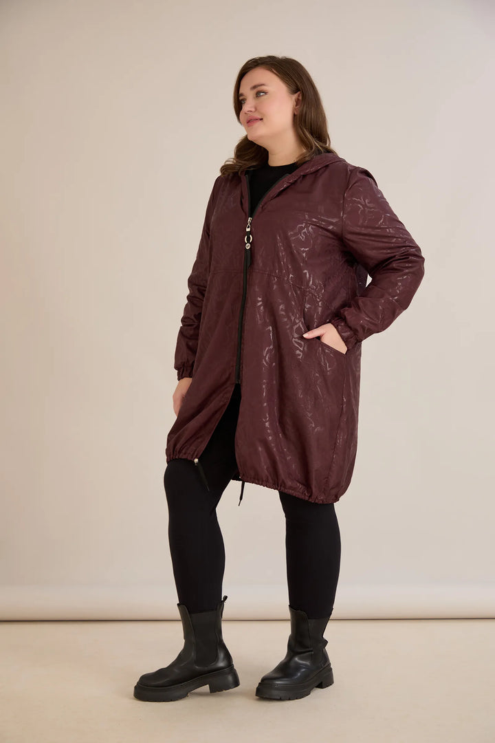 Proljetna parka s pamukom i elastičnom podstavom u bordo boji