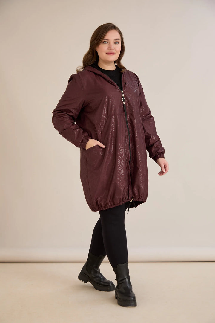 Proljetna parka s pamukom i elastičnom podstavom u bordo boji