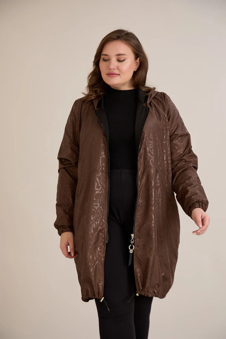 Proljetna parka s pamukom i elastičnom podstavom u boji čokolade