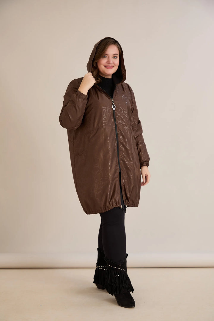 Proljetna parka s pamukom i elastičnom podstavom u boji čokolade