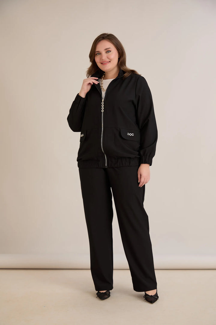 Široke ljetne elastične hlače s pamukom – crne