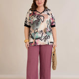 Satenska bluza s V-izrezom – bordo