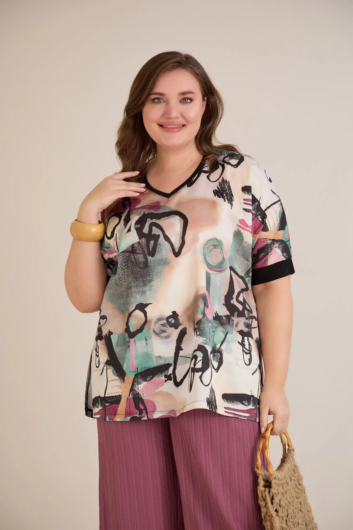 Satenska bluza s V-izrezom – bordo