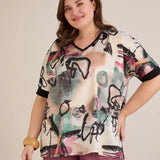 Satenska bluza s V-izrezom – bordo