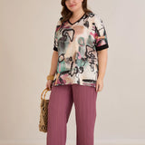 Satenska bluza s V-izrezom – bordo