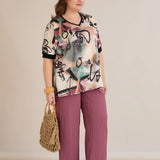 Satenska bluza s V-izrezom – bordo
