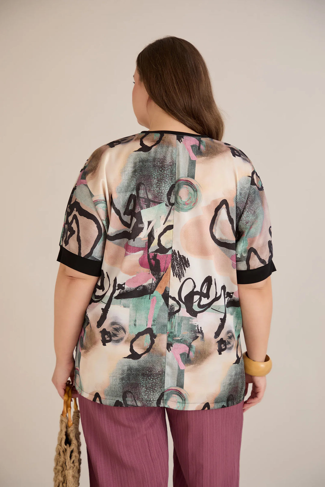 Satenska bluza s V-izrezom – bordo