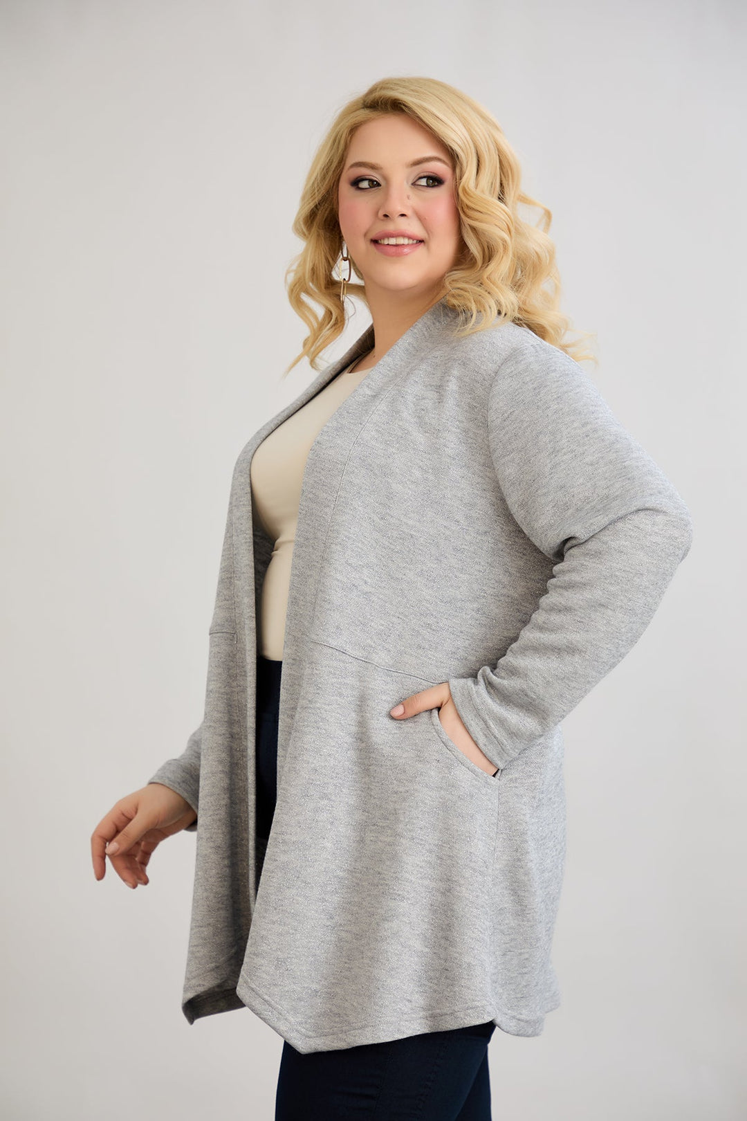 Žaket od viskoze u lame - siva