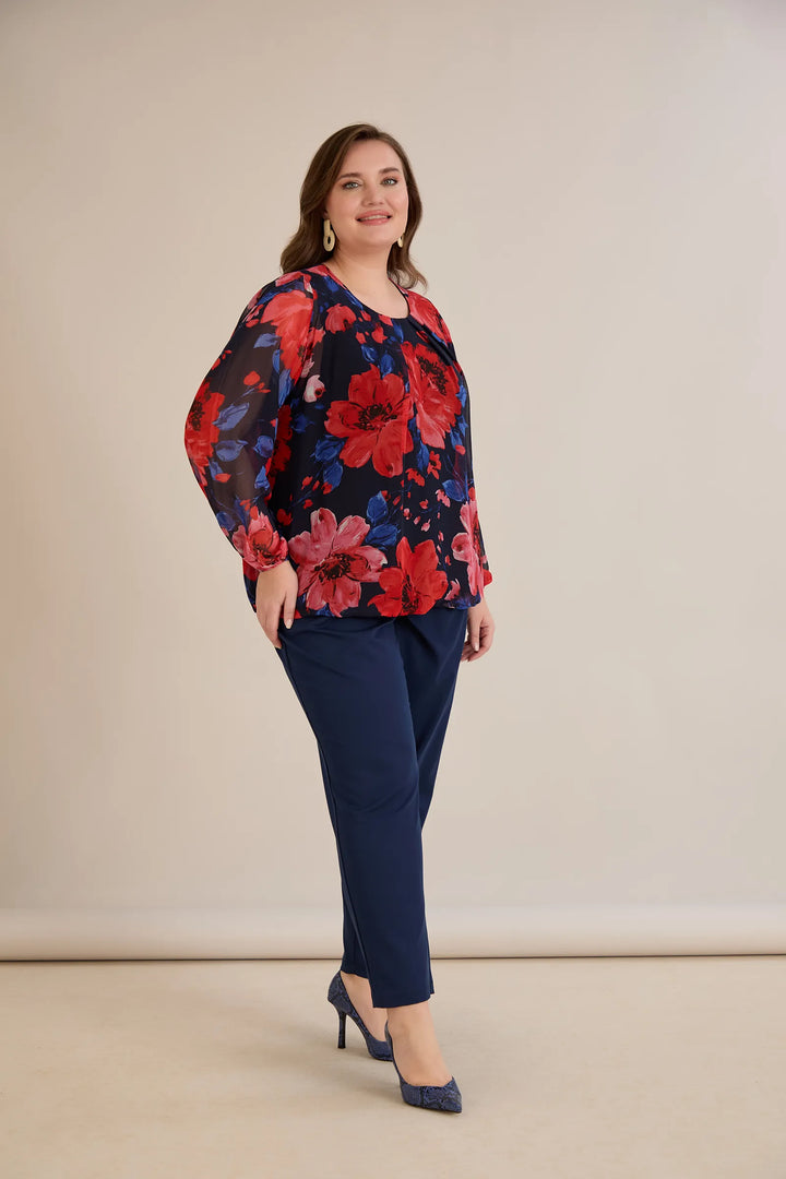 Bluza širokog kroja od šifona u cvjetnom printu